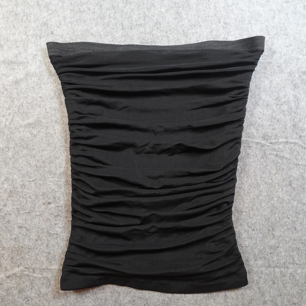 Elizabeth James Top Womens Extra Small Black Tube Strapless Mesh Overlay Bandeau